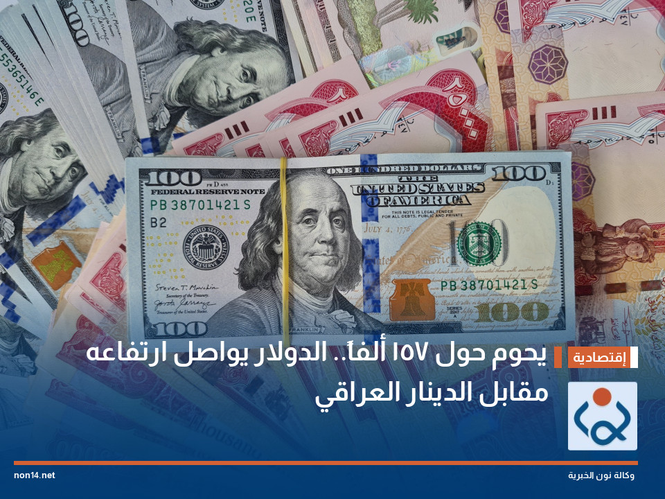 يحوم حول 157 ألفاً الدولار يواصل ارتفاعه مقابل الدينار العراقي