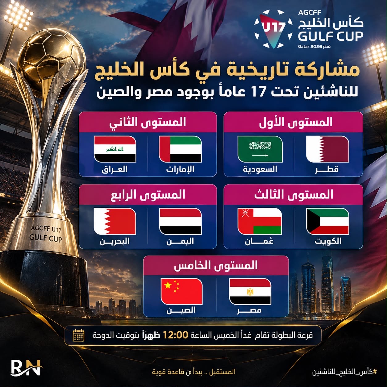 ناشئو العراق في المجموعة الثانية لقرعة كأس الخليج
