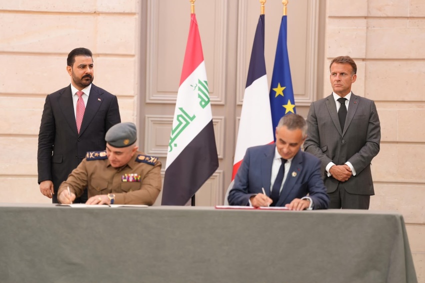 العراق وفرنسا توقعان 6 مذكرات تفاهم في باريس بحضور الزيدي وماكرون
