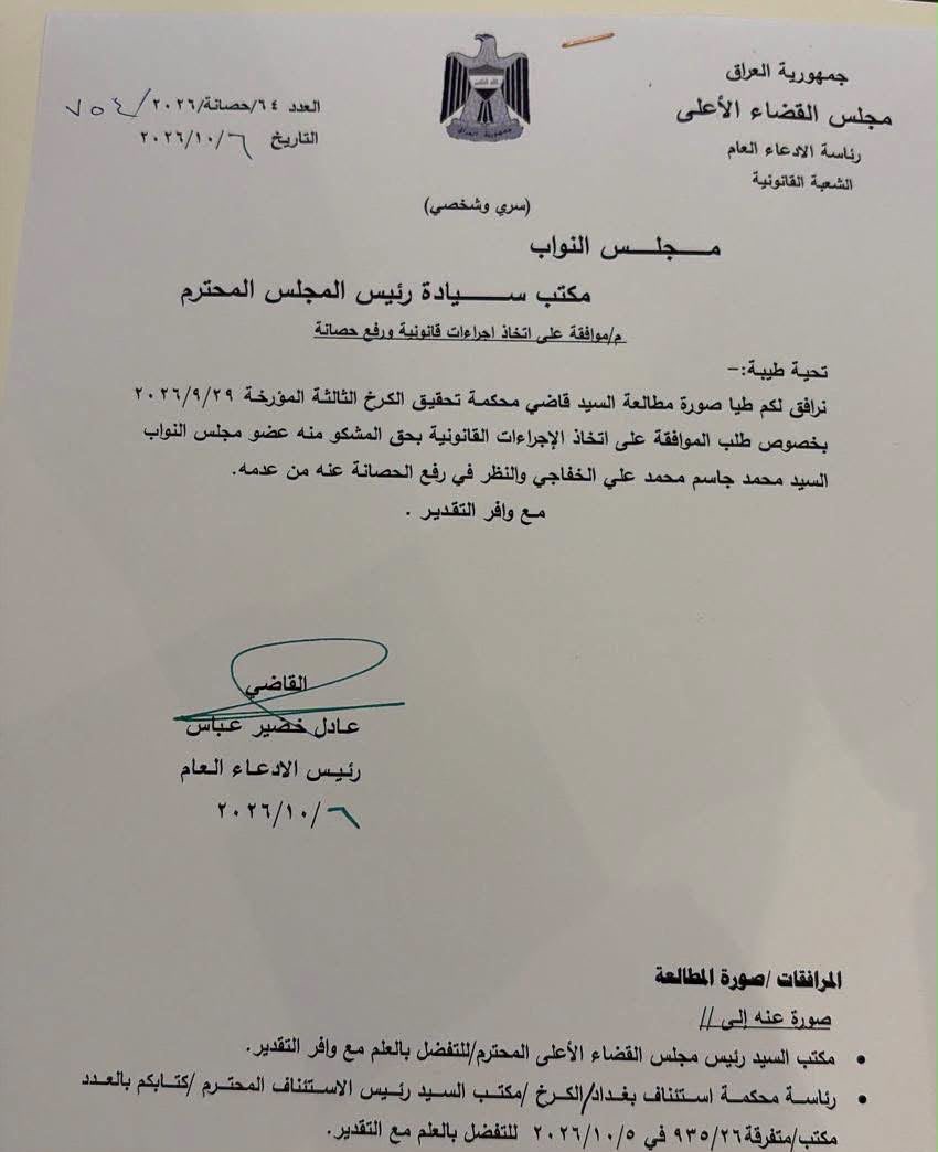 طلب قضائي لرفع الحصانة عن احد النواب