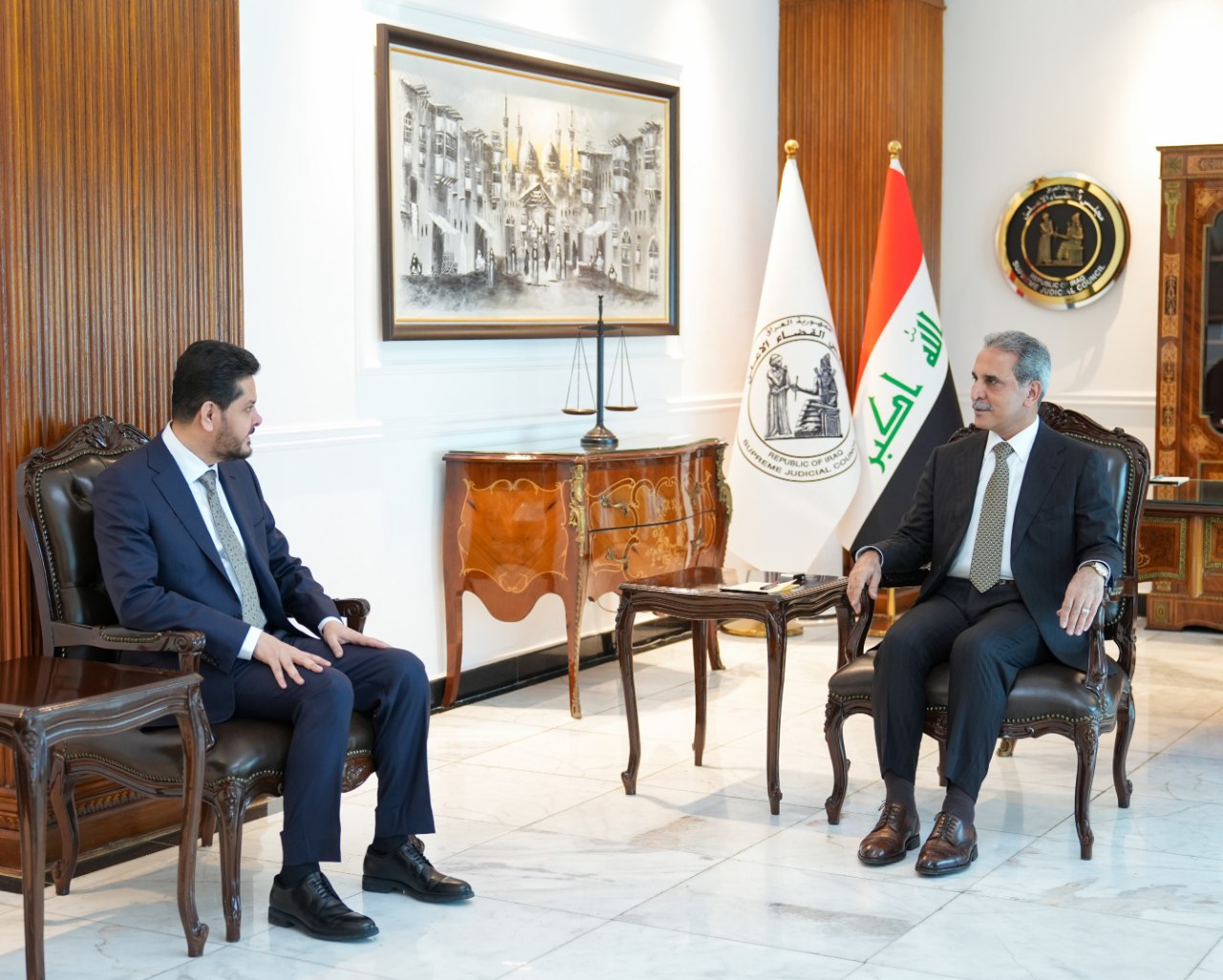 القاضي زيدان يبحث مع ليث الخزعلي الرأي القانوني في تطوير ملف التنمية