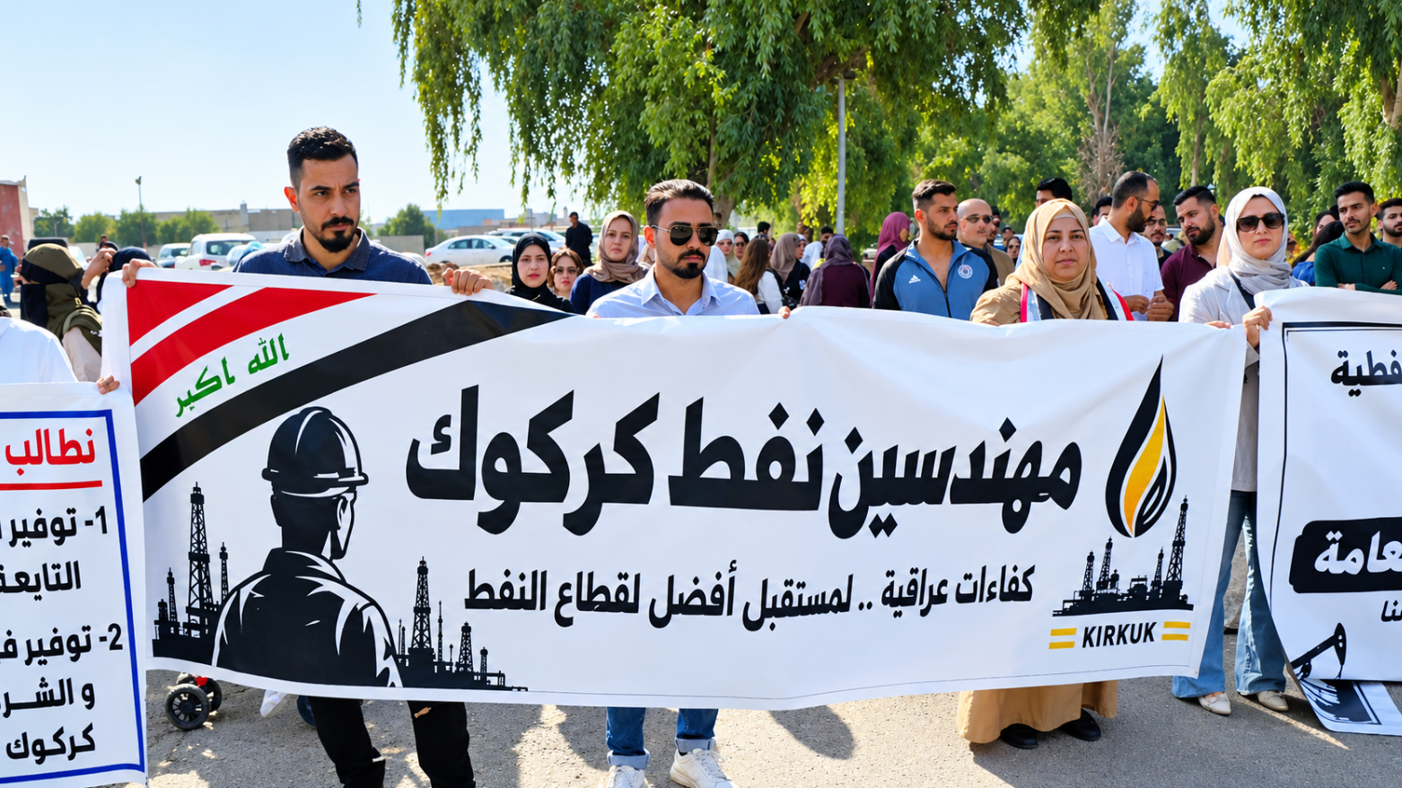 النفط في أرضنا والوظائف لغيرنا.. خريجو النفط يتظاهرون في كركوك تنديداً بالتهميش