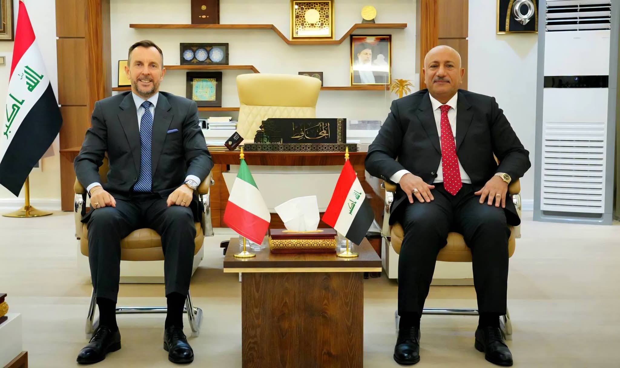 محافظ كربلاء يبحث مع السفير الإيطالي افاق التعاون المشترك