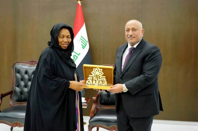 محافظ كربلاء يبحث مع وزيرة الدفاع والمحاربين القدامى في جنوب أفريقيا تعزيز التعاون المشترك