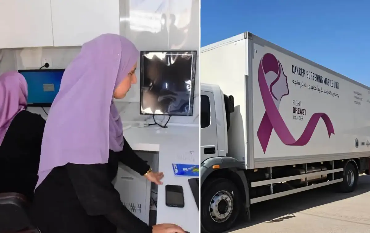 أربيل.. عيادة متنقلة تجري فحوصات مجانية للكشف عن سرطان الثدي
